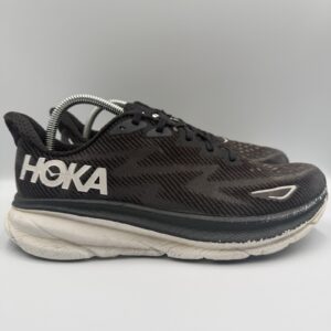 Hoka One One Clifton 9 Mens Size 9.5D Black White Walking Running Shoes Sneakers