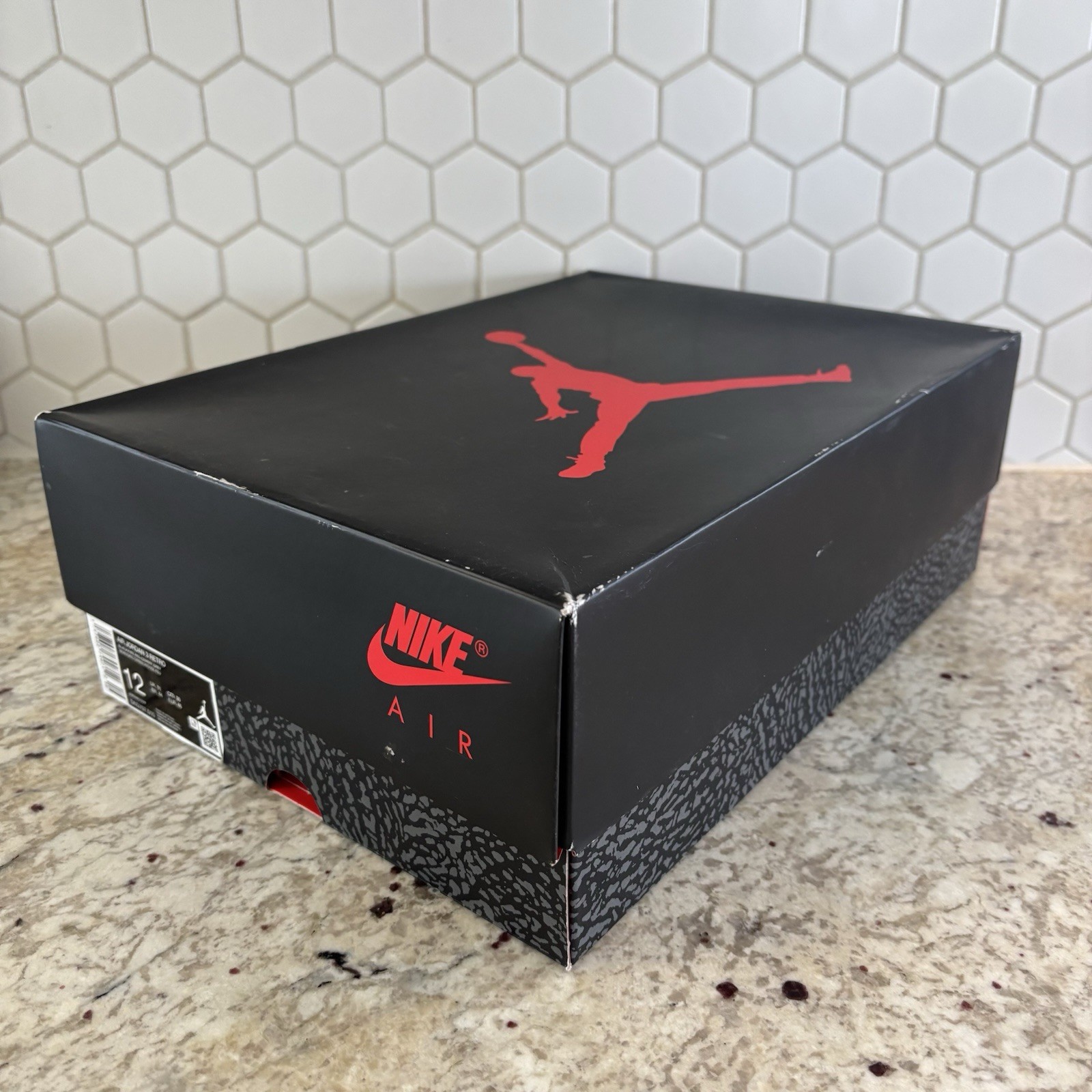 Size 12 - Air Jordan 3 Retro OG 2024 Black Cement (DN3707-010) SHOE BOX ONLY Size 12 - Air Jordan 3 Retro OG 2024 Black Cement (DN3707-010) SHOE BOX ONLY - Image 3