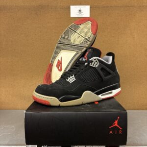 Worn Air Jordan 4 Retro OG Bred 2019 Black/Red/Gray 308497-060 Men’s size 11