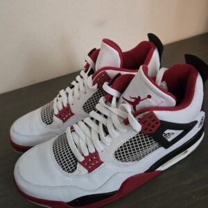 Air Jordan 4 Fire Red Retro Size 10 Mens White Black Sneakers 2004 308497-162