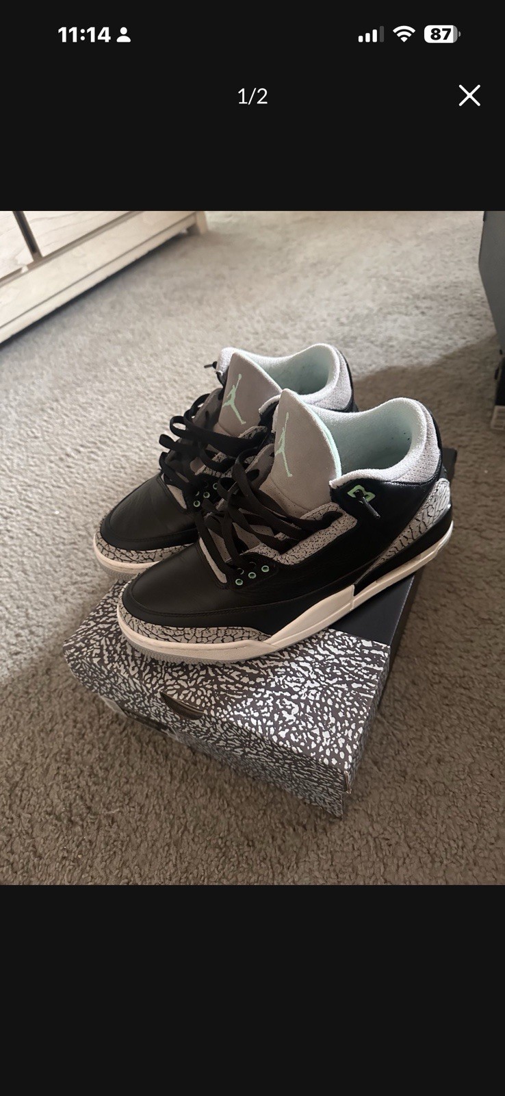 jordan air jordan 3 retro black green glow wolf grey leather ct8532 031 2024 jordan air jordan 3 retro black green glow wolf grey leather ct8532 031 2024