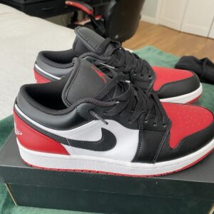 jordan air jordan 1 low bred toe 2.0 black/white/red