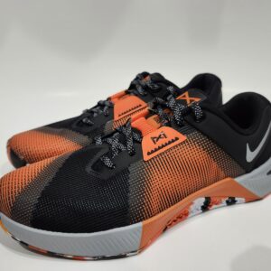 nike metcon 10 training shoes black/orange/wolf grey hj1875 005 men's size 10 us