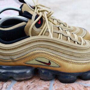 Nike Air VaporMax 97 Metallic Gold Black Red Mens 8 Sneakers AJ7291-700 Retro