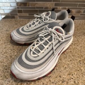Nike Air Max 97 Gray White Red Low Top Men's Athletic Sneakers