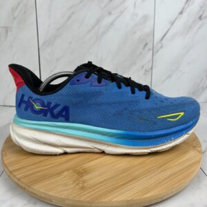 hoka one clifton 9 mens size 12 d virtual blue cerise running shoes 1127895 vrtl