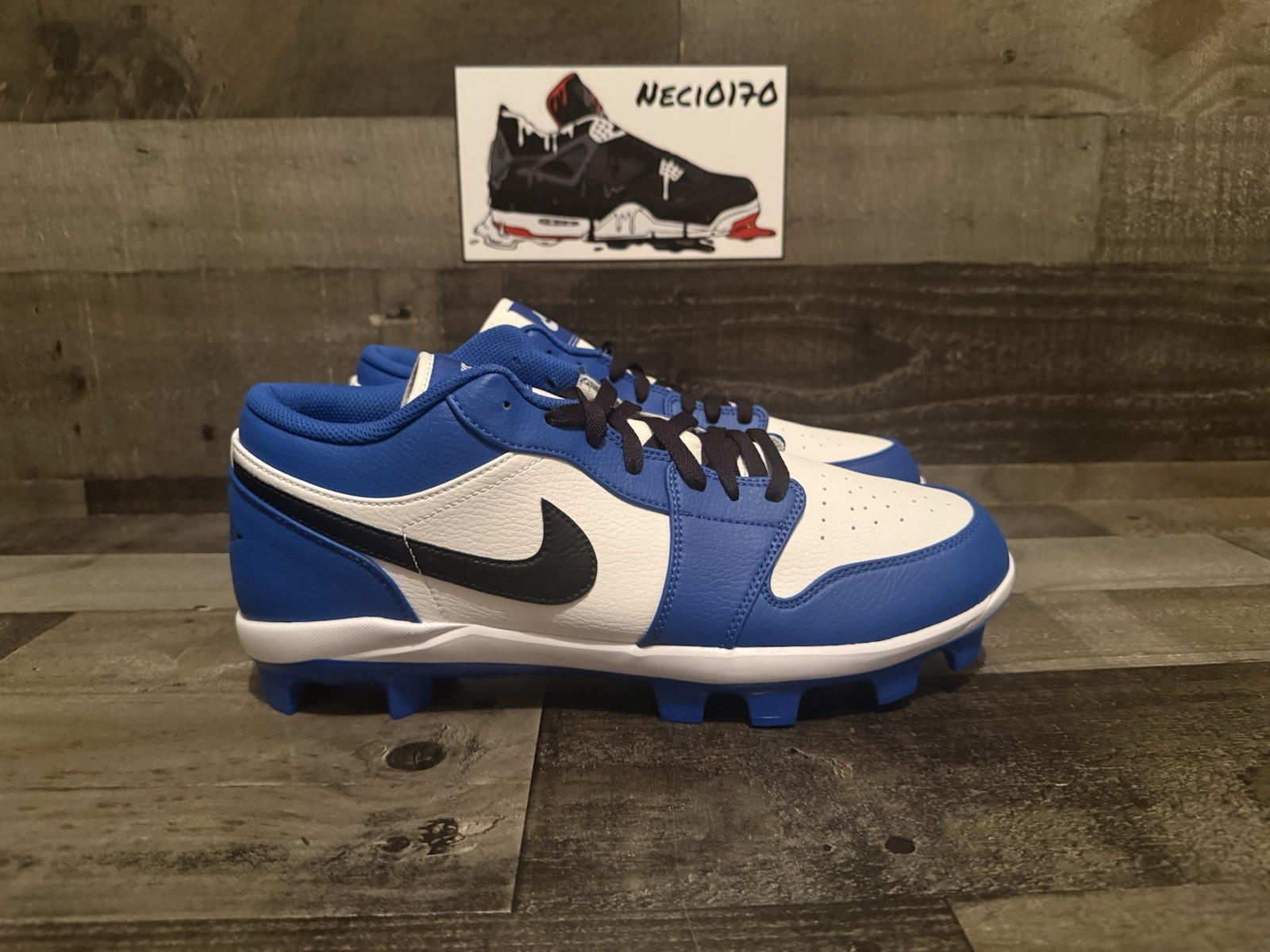 nike air jordan 1 low mcs blue/black/white baseball cleats men's 13 cj8524 411 nike air jordan 1 low mcs blue/black/white baseball cleats men's 13 cj8524 411