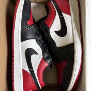 jordan air jordan 1 low gym red black white bred toe 10.5 men's sneaker