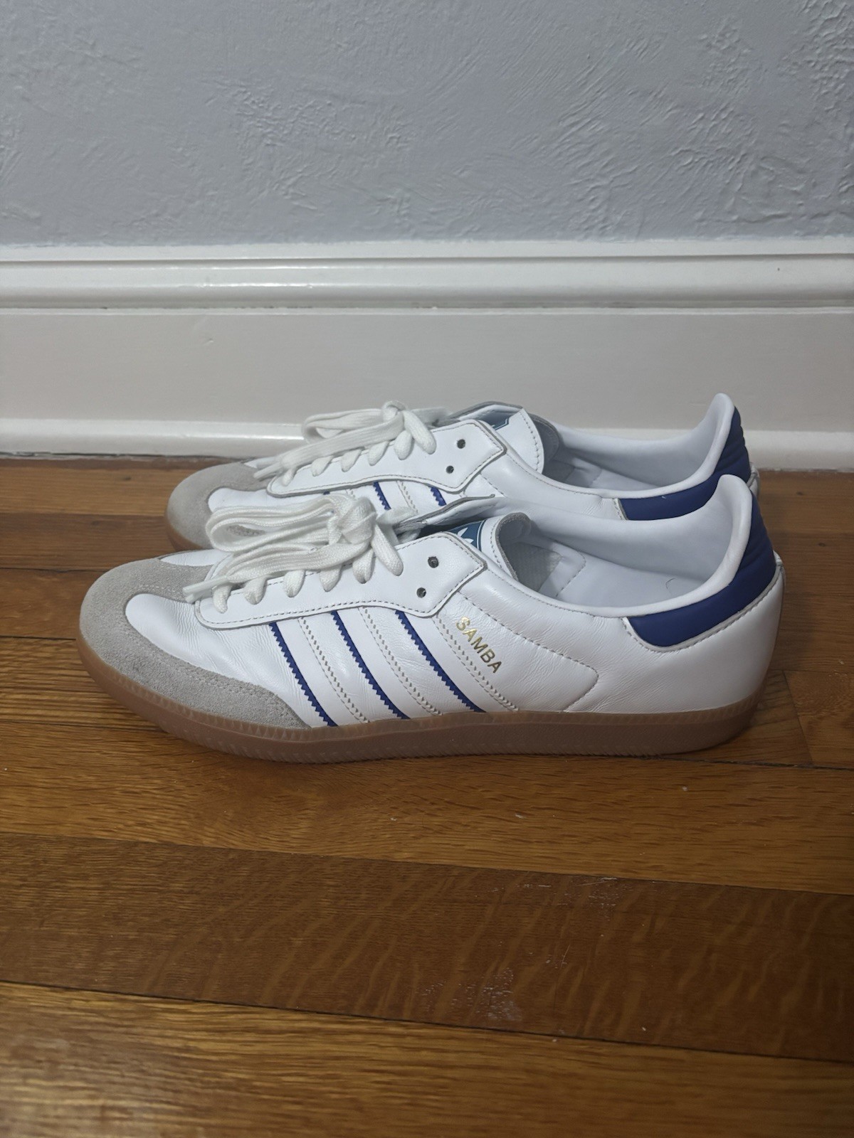 adidas Samba OG White Blue Gum 019472 Men's Athletic Shoes adidas Samba OG White Blue Gum 019472 Men's Athletic Shoes