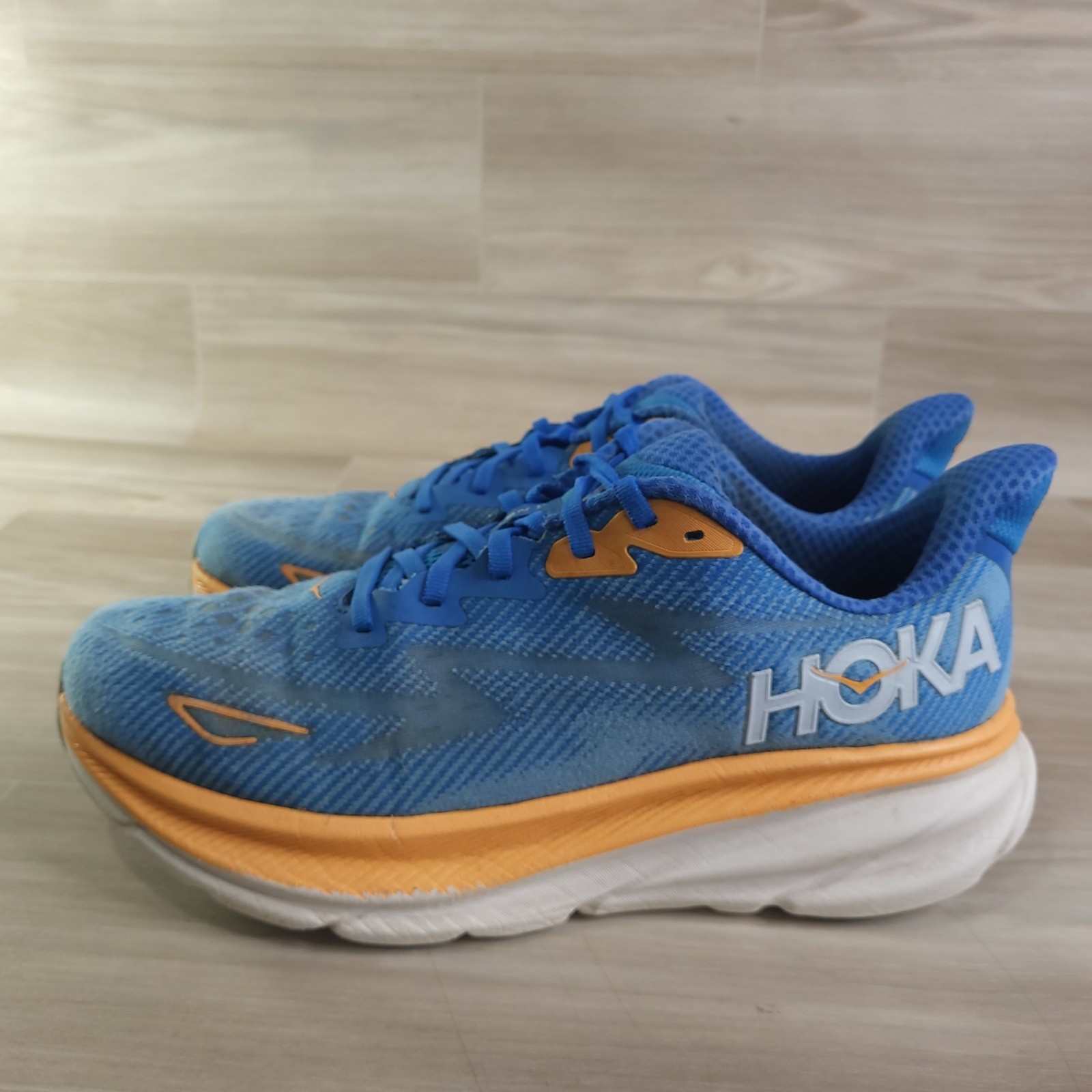 hoka clifton 9 running shoes mens 9.5 blue orange 1127895 csaa sneakers hoka clifton 9 running shoes mens 9.5 blue orange 1127895 csaa sneakers