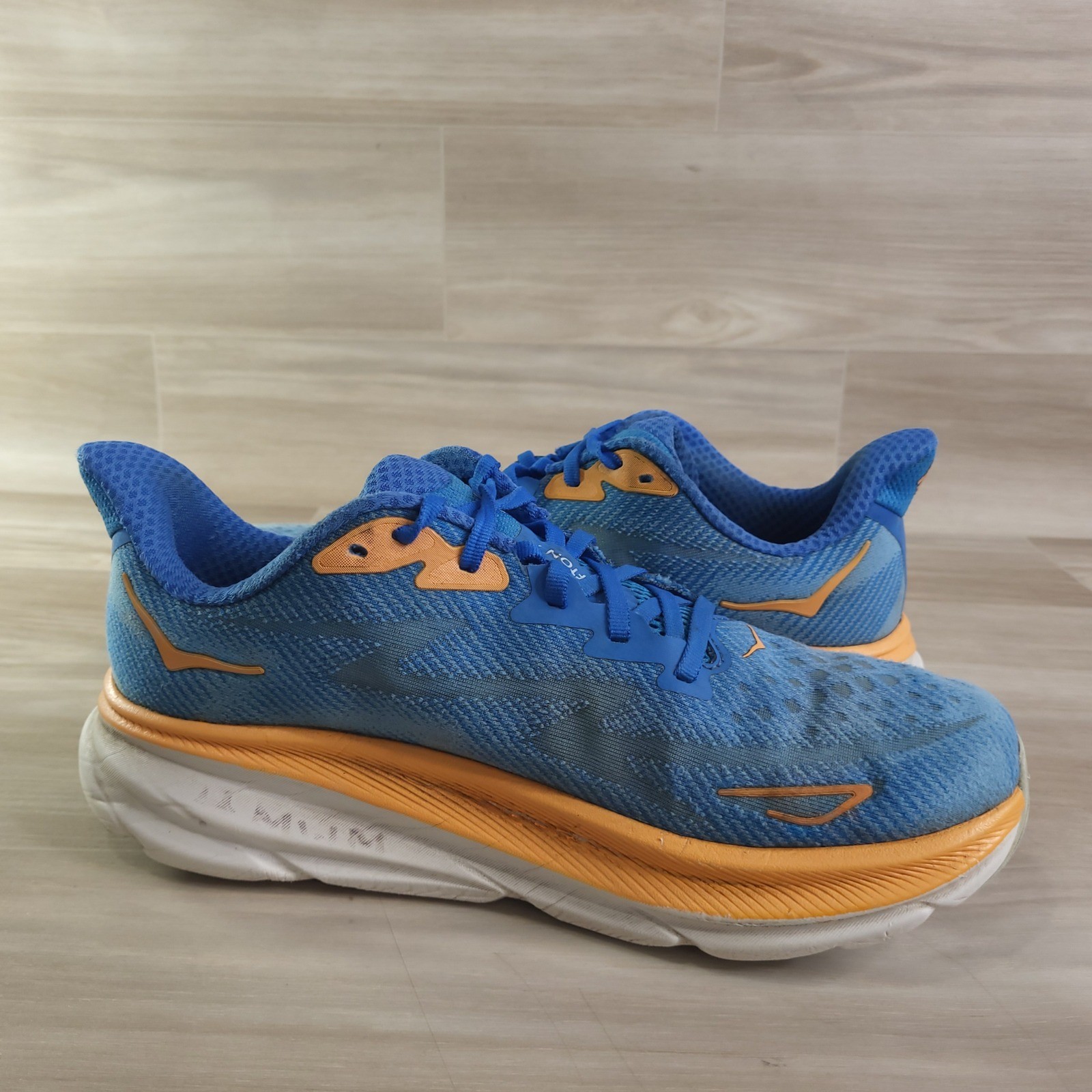hoka clifton 9 running shoes mens 9.5 blue orange 1127895 csaa sneakers hoka clifton 9 running shoes mens 9.5 blue orange 1127895 csaa sneakers