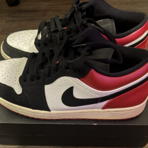 jordan air jordan 1 low black toe white red leather 553558 116 men's shoes
