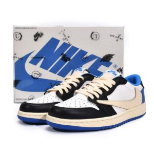 Travis Scott x Fragment Design x Air Jordan 1 Low Blue Black White DM7866-140