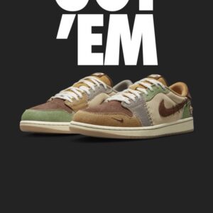 jordan air jordan 1 retro low og zion williamson voodoo flax brown green sneaker