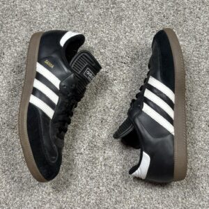 Adidas Samba Men’s Size 10 Black Leather Soccer Sneakers 034563 Classic Gum Sole