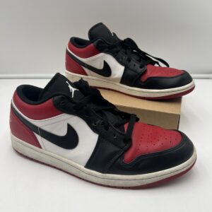 nike air jordan 1 low bred toe sneakers men’s 10.5 red black white 553558 612