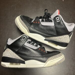 size 9.5 air jordan 3 retro og 2024 black cement no box