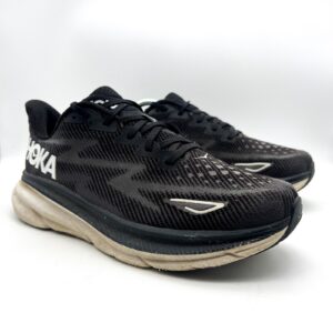 Hoka One One Clifton 9 Mens Size 10.5D Black White Running Shoes 1127895 BWHT
