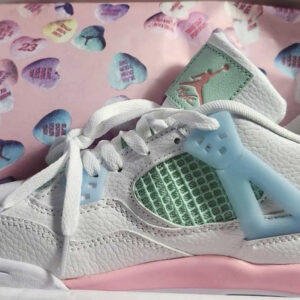 jordan air jordan 4 white pink blue green colorblock mid top leather sneakers