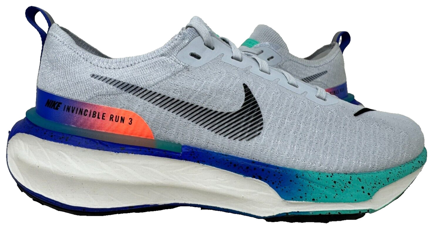Nike Men's ZoomX Invincible Run 3 Lace Up Running Shoes Gray/Blue Size:9.5 167S Nike Men's ZoomX Invincible Run 3 Lace Up Running Shoes Gray/Blue Size:9.5 167S