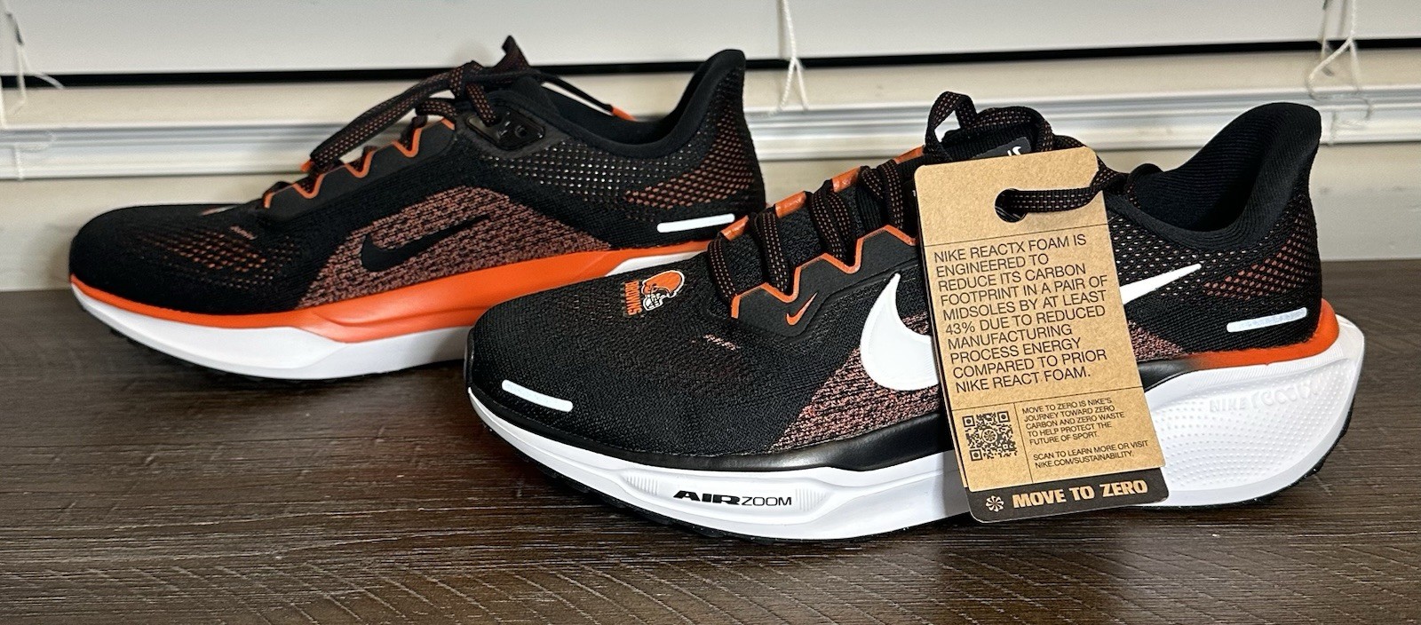 Nike Air Zoom Pegasus 41 Cleveland Browns Black-White-Orange Men Sz 7 FZ5075-001 Nike Air Zoom Pegasus 41 Cleveland Browns Black-White-Orange Men Sz 7 FZ5075-001 - Image 2