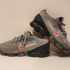 Nike Air VaporMax Flyknit 3 Wolf Grey Red Running Shoes AJ6900-012 Mens Size 13