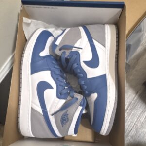Nike Air Jordan 1 Mid Grey White Blue Men's High Top Basketball Retro Sneaker