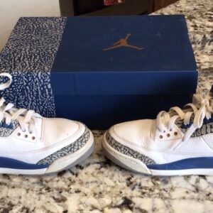 Air Jordan 3 Retro Washington Wizards Sneakers White/Blue Size 9