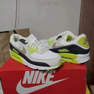 NIKE AIR MAX 90 WHITE - BLACK - VOLT GREEN SNEAKERS - NEW MEN'S SIZE 14