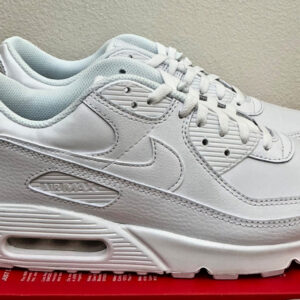 Mens Size 11 Nike Air Max 90 LTR Triple White Leather Sneakers CZ5594 100
