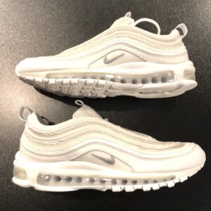 Nike Air Max 97 Triple White Wolf ￼921826-101 High Visibility Strips Mens 10 EUC