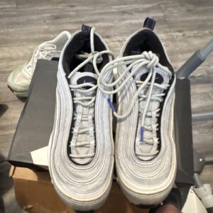 Nike Air Max 97 Silver Blue Lace Up Low Top Men's Athletic Sneakers
