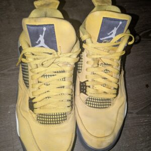 jordan air jordan 4 retro lightning yellow black white men's low top sneakers