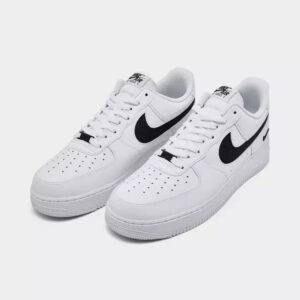 nike air force 1 07 lv8 nylon swoosh men's casual shoes white black sz. 11.5 nib