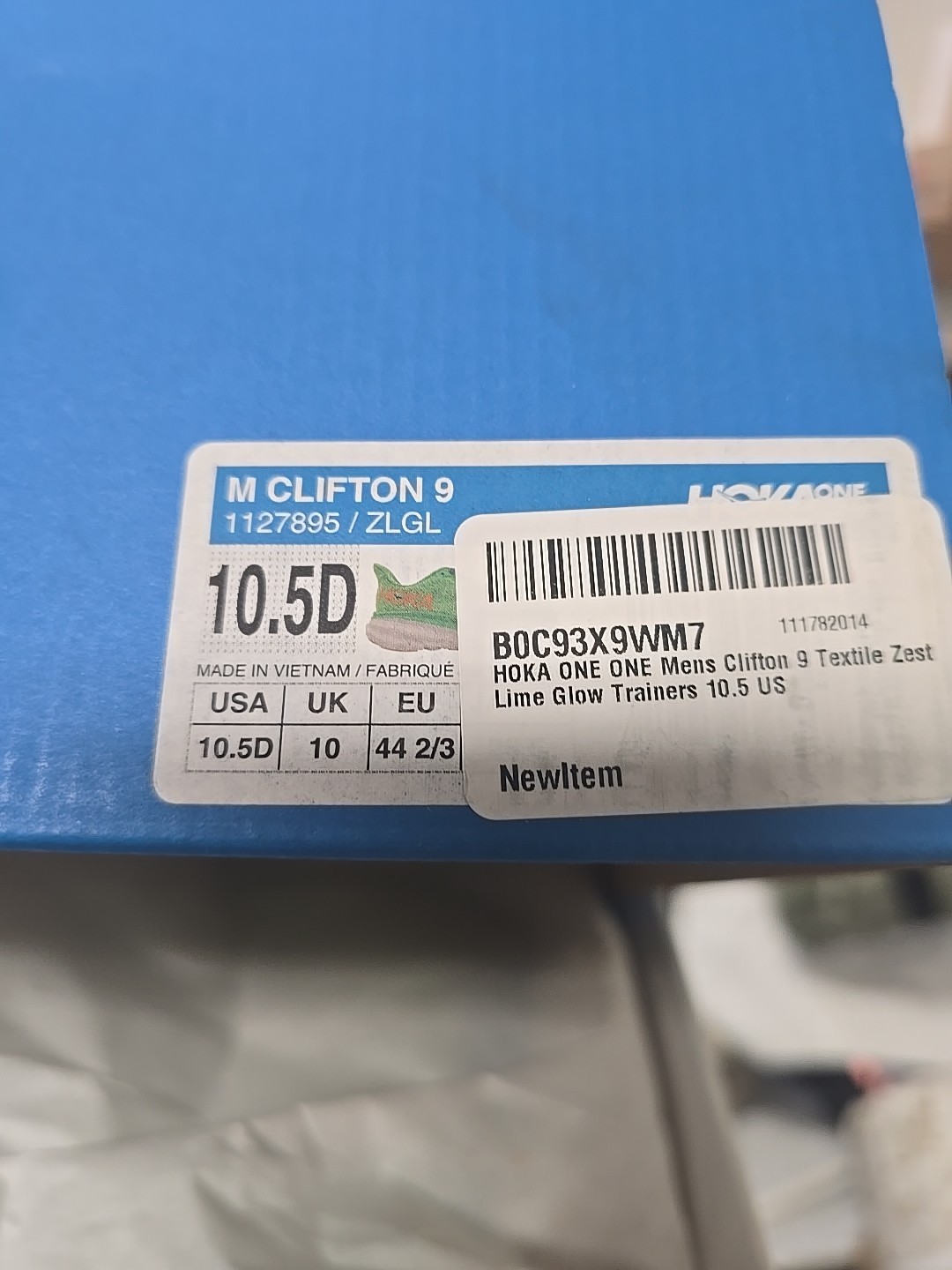 hoka clifton 9 sneakers zest/lime glow new 10.5d hoka clifton 9 sneakers zest/lime glow new 10.5d