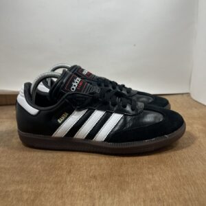 adidas samba classic mens size 7 black white gum athletic leather shoes sneakers