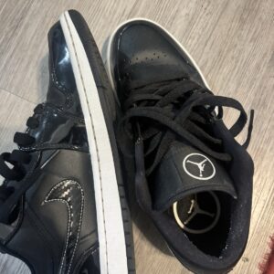 air jordan 1 low all star, black/white patent leather