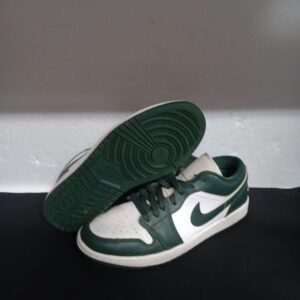 jordan air jordan 1 low pine green black white leather sneaker 2023