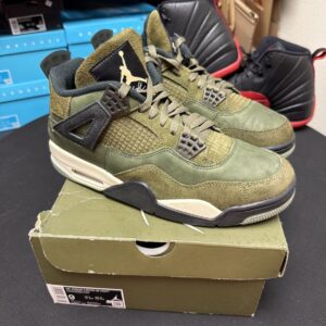 air jordan 4 retro se craft shoes men's 9 medium olive/pale vanilla fb9927 200