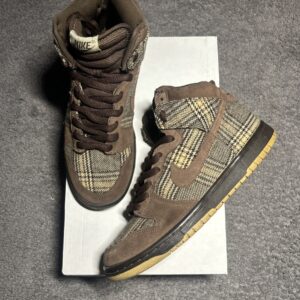 nike dunk pro sb high tweed size 8.5 mens 2004 vintage rare brown plaid