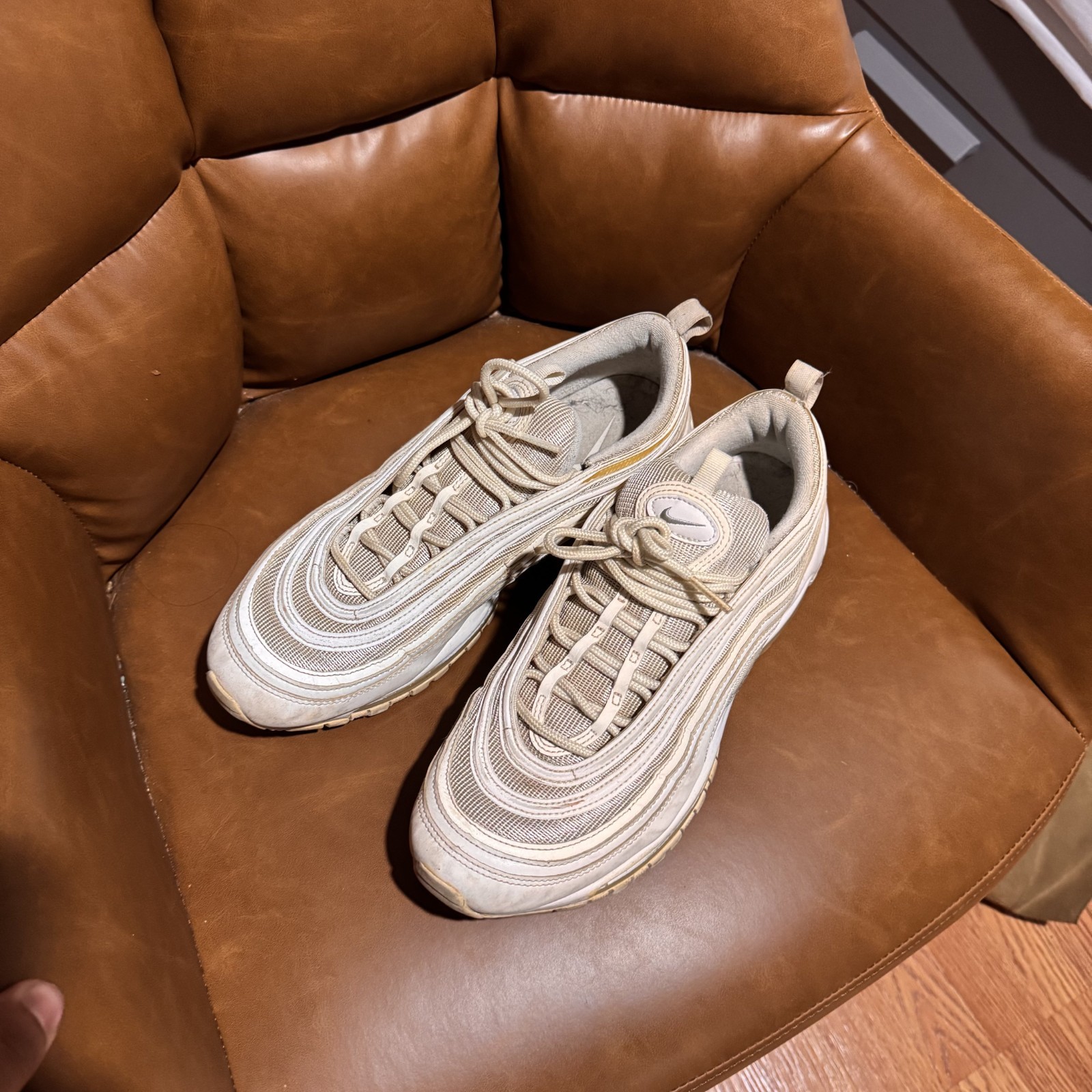 nike air max 97 white wolf grey 921826 101 men's size 10.5 running sneakers nike air max 97 white wolf grey 921826 101 men's size 10.5 running sneakers