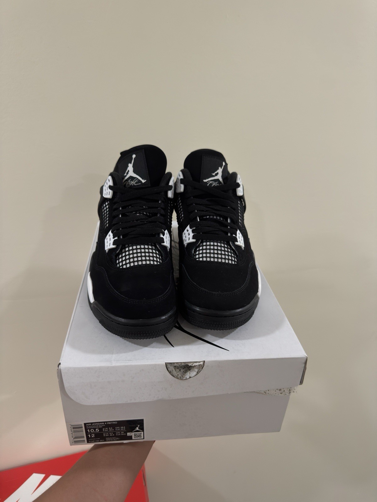 jordan air jordan 4 retro white thunder black/white mid top size 10.5 fq8138 001 jordan air jordan 4 retro white thunder black/white mid top size 10.5 fq8138 001
