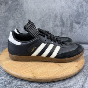 adidas samba shoes mens size 9 black leather low top soccer sneakers 034563
