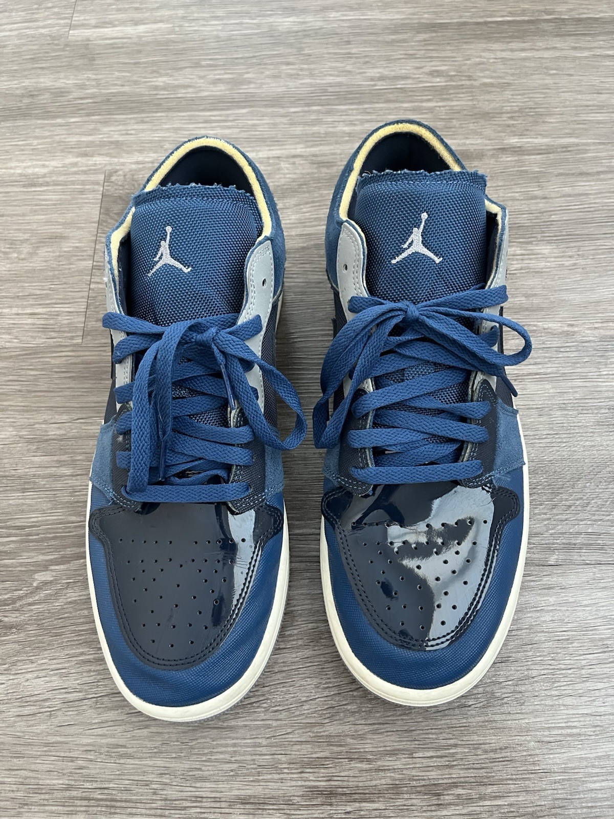 jordan air jordan 1 men’s low top lace up blue/gray colorblock sneakers jordan air jordan 1 men’s low top lace up blue/gray colorblock sneakers