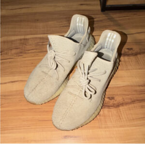 adidas yeezy boost 350 v2 beige men's low top lace up sneaker rubber sole