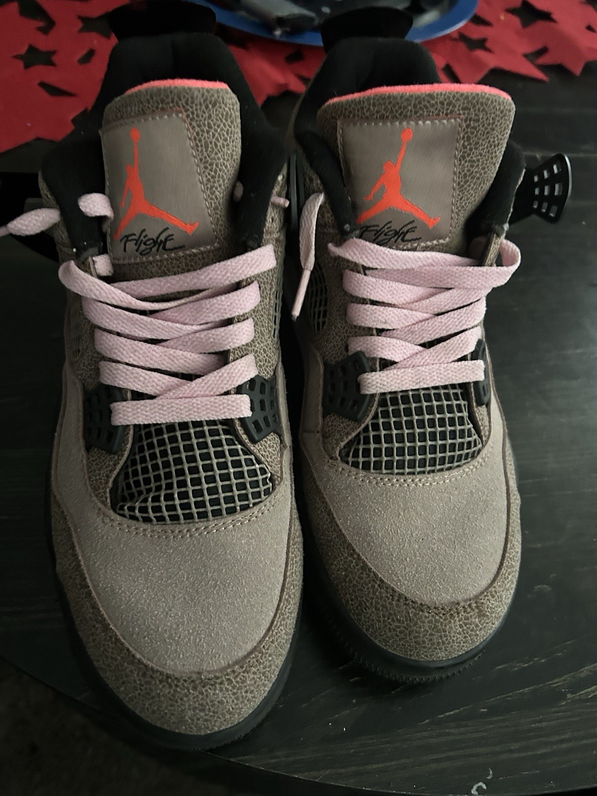 nike air jordan 4 retro taupe haze black infrared sneakers preown good condition nike air jordan 4 retro taupe haze black infrared sneakers preown good condition