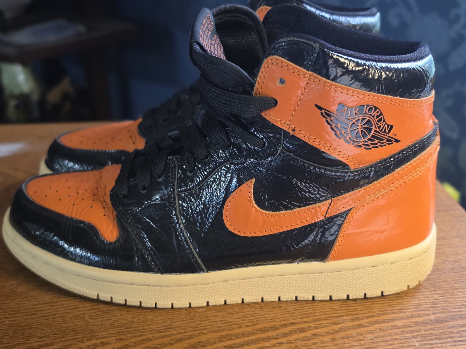 jordan air jordan 1 retro high og shattered backboard 8 black/orange men's sn… jordan air jordan 1 retro high og shattered backboard 8 black/orange men's sn…
