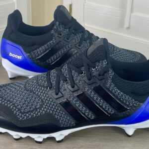 size 12.5 adidas ultraboost core black/purple/gold football cleats jp7410 men’s