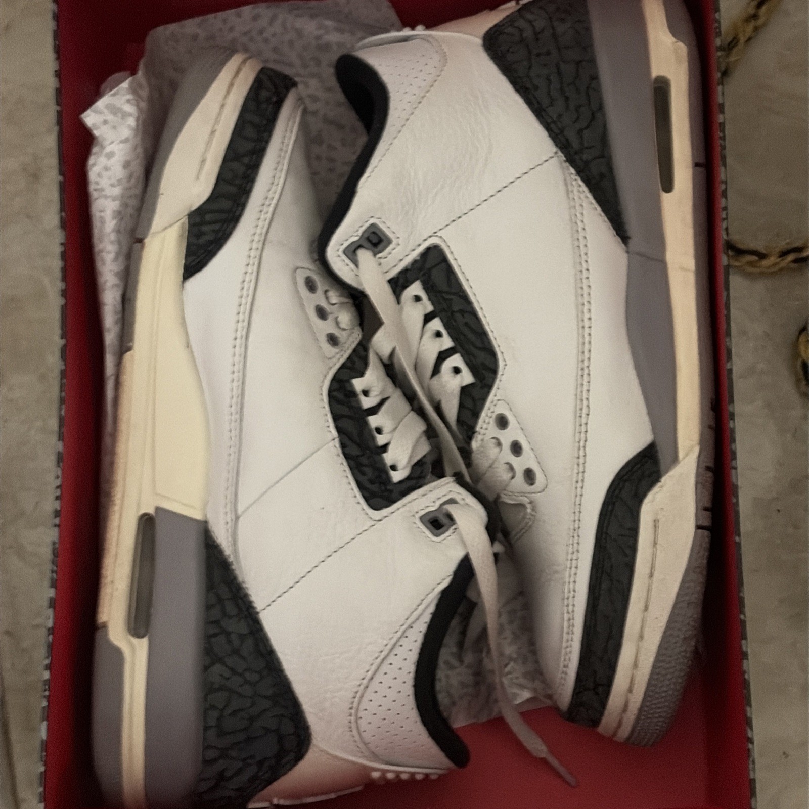 jordan air jordan 3 mid top leather colorblock lace up sneakers white/black/gray jordan air jordan 3 mid top leather colorblock lace up sneakers white/black/gray