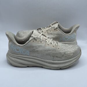 hoka clifton 9 running shoe beige sand men’s size 10 d wtr